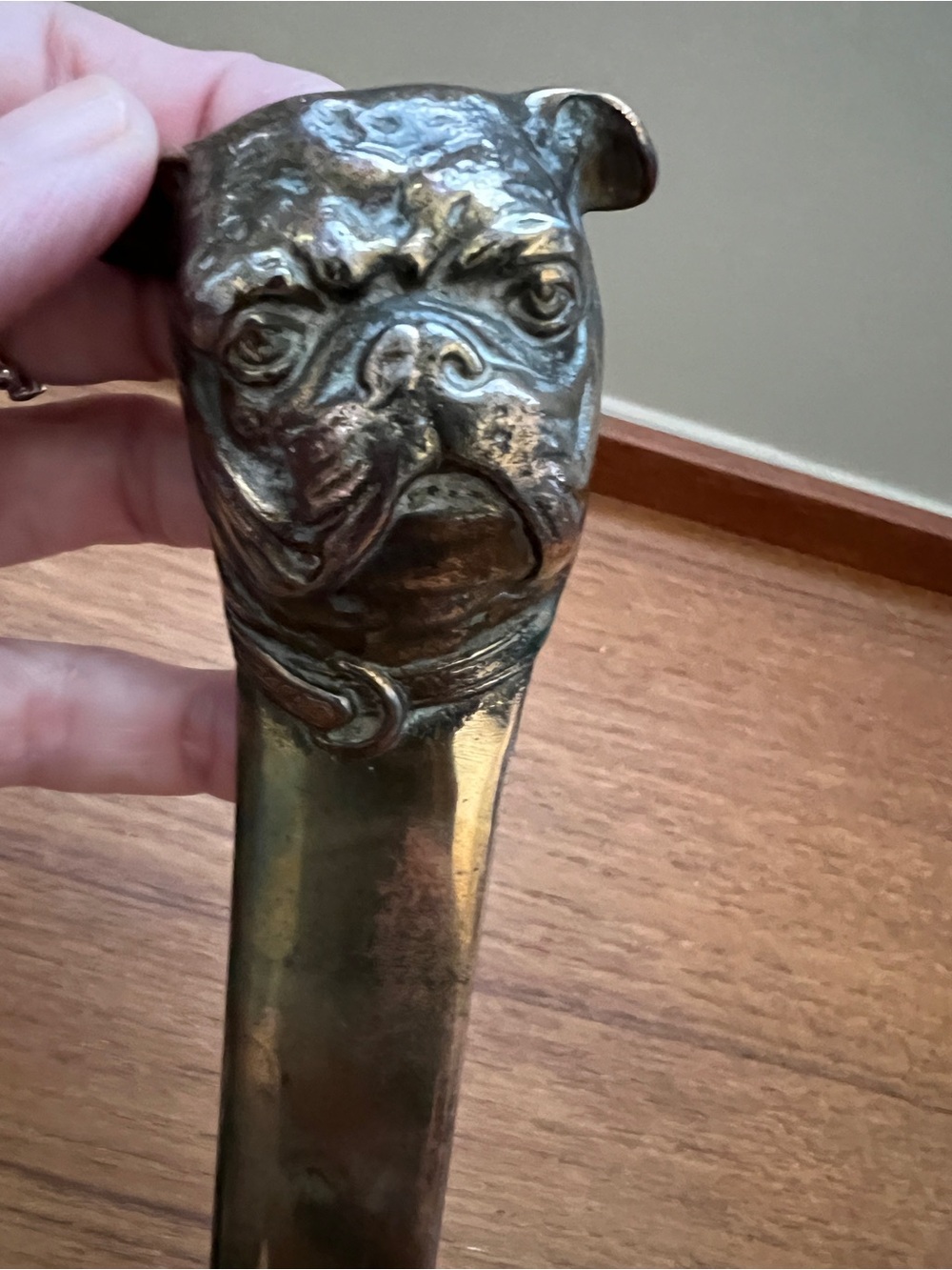 Metal / Brass Like Bulldog Letter Opener - Sculpted Dog Head - Picture 2 of 5